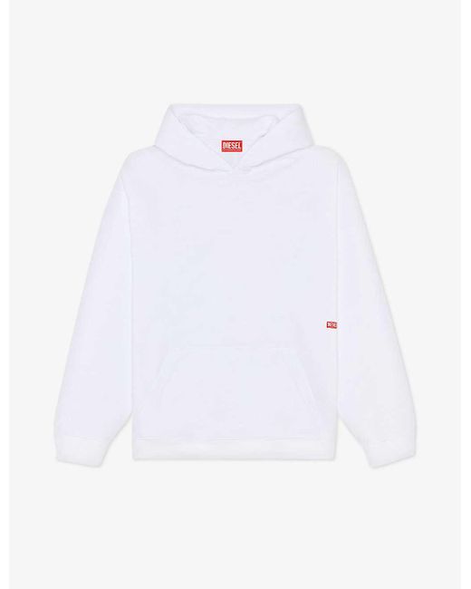 DIESEL White S-boxt-hood-n8 Branded-print Cotton-jersey Hoody for men