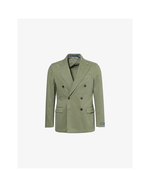 Polo Ralph Lauren Green Double-Breasted Peak-Lapel Brushed Cotton Blazer for men
