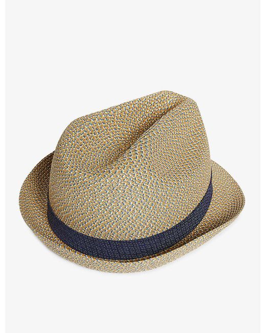 Ted Baker Linen Warmup Straw Trilby Hat 