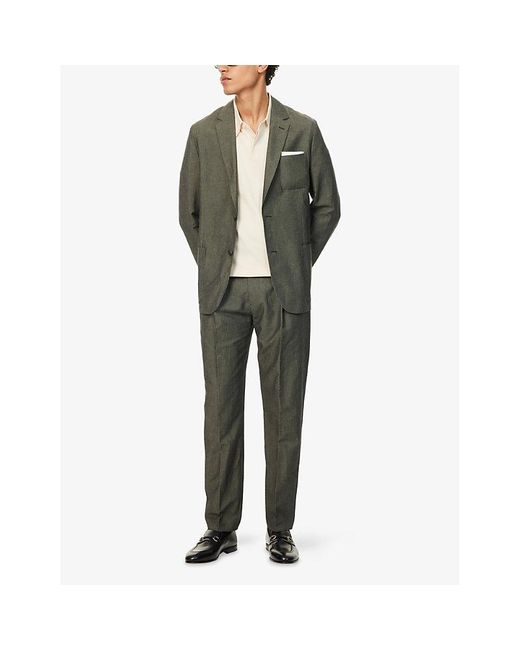 Paul Smith Green Tapered-Leg Slim-Fit Cotton And Linen Trousers for men