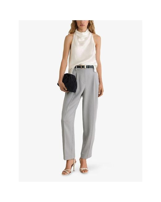 Reiss White Kora Cowl-Neck Silk Top