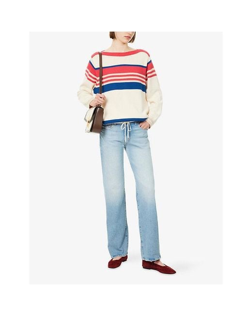Mother Red The Ls Skipper Striped Knitted-Cotton Jumper