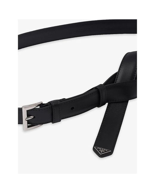 Prada Black Logo-embellished Leather Belt