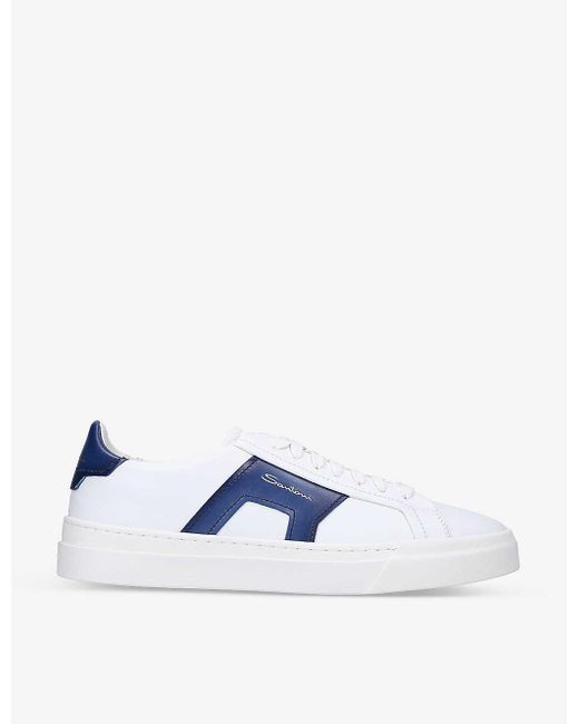 Santoni Gloria Dbs Leather Low-top Trainers in Blue for Men | Lyst