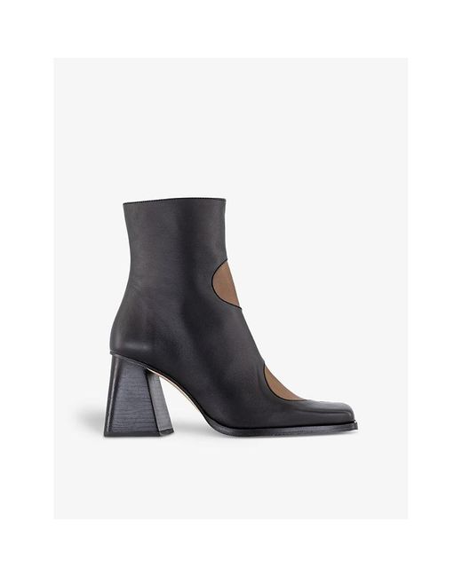 Alohas Blue Blair Two-tone Block-heel Leather Ankle Boots