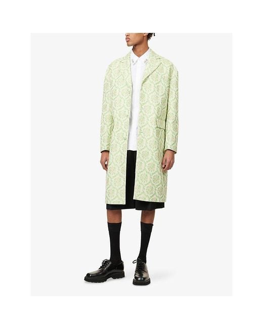 Simone Rocha Green Boxy Duster Jacquard Cotton-Blend Coat for men