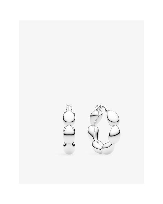 Sif Jakobs White Goccia Cerchietto Piccolo Rhodium-Plated Sterling- Hoop Earrings
