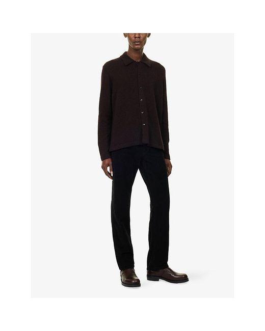 Umit Benan Black Winter Sunset Button-Up Cashmere-Blend Top for men