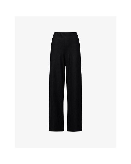 Vince Black High-Rise Wide-Leg Stretch-Woven Trousers