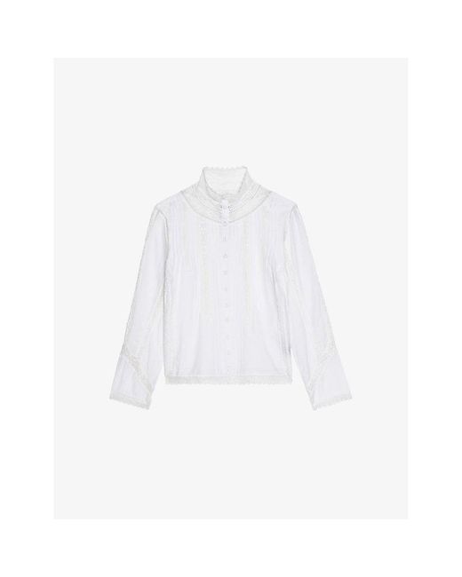 Zadig & Voltaire White Tano Lace-Panel Cotton-Blend Shirt