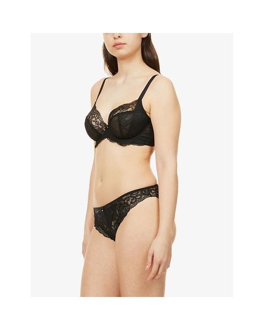 Panache Black Ava Lace Plunge Bra
