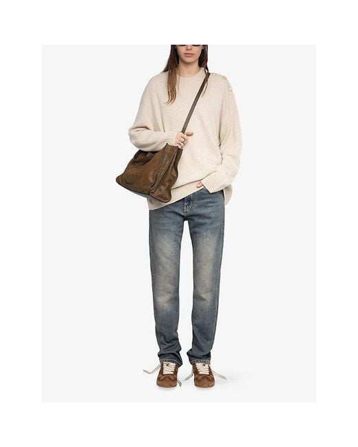 Zadig & Voltaire White Swyna Merino-Wool And Cashmere Jumper