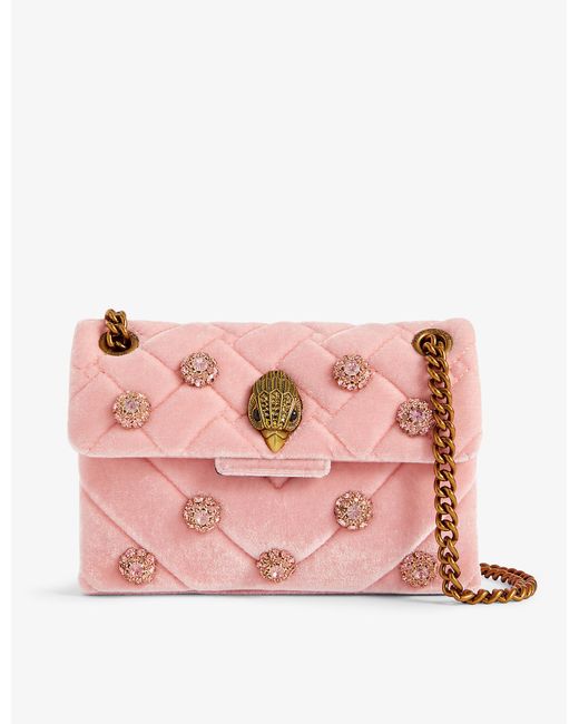 Kurt Geiger Pink Mini Kensington Rhinestone-embellished Woven Shoulder Bag