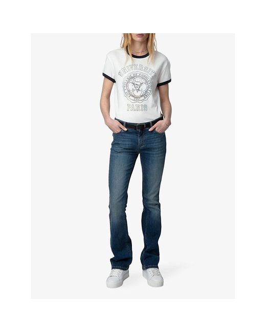 Zadig & Voltaire Gray Walk University Graphic-print Cotton T-shirt