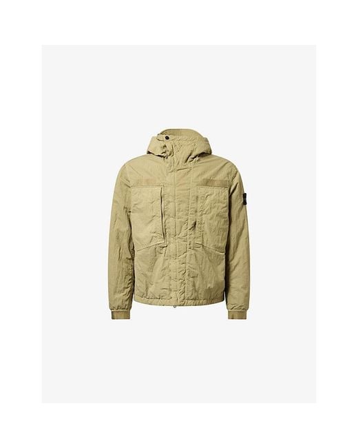 Stone Island Green Warp Rib Nylon-Tc Hooded Jacket for men