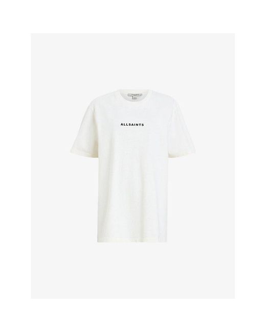 AllSaints White Tour Logo-print Relaxed-fit Organic-cotton T-shirt