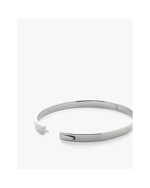 Monica Vinader White Solitaire Sterling- And 0.015Ct Lab-Grown Diamond Bangle