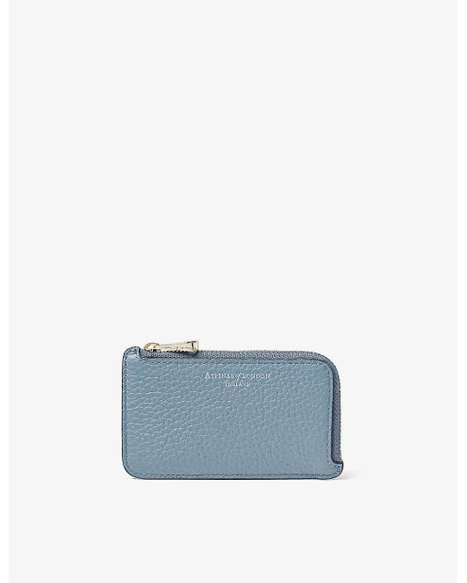 Aspinal Blue Small Pebble-embossed Leather Coin Purse