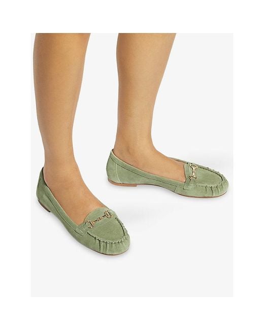Dune Green Guno Snaffle Suede Loafers