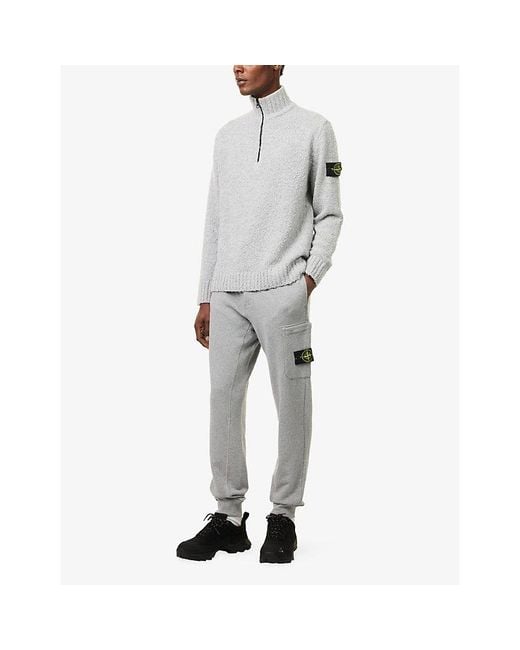 Stone Island Gray Compass-Badge Speckled Wool-Blend Knitted Jumper for men