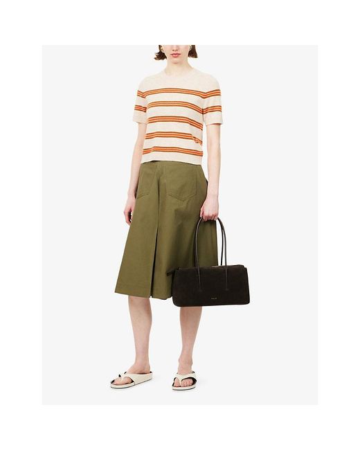 ME+EM Multicolor Striped Round-Neck Cashmere Top