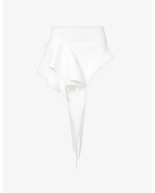 Mugler White Asymmetric-hem Slim-fit Stretch-woven Mini Skirt