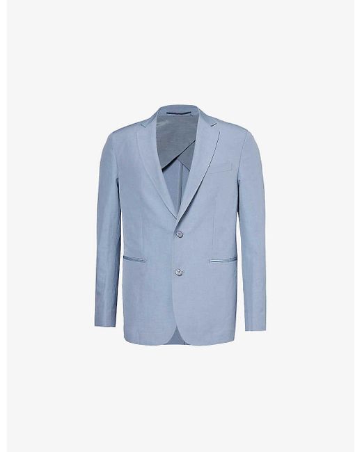 Orlebar Brown Blue Garret Single-breasted Notch-lapel Linen-blend Blazer for men