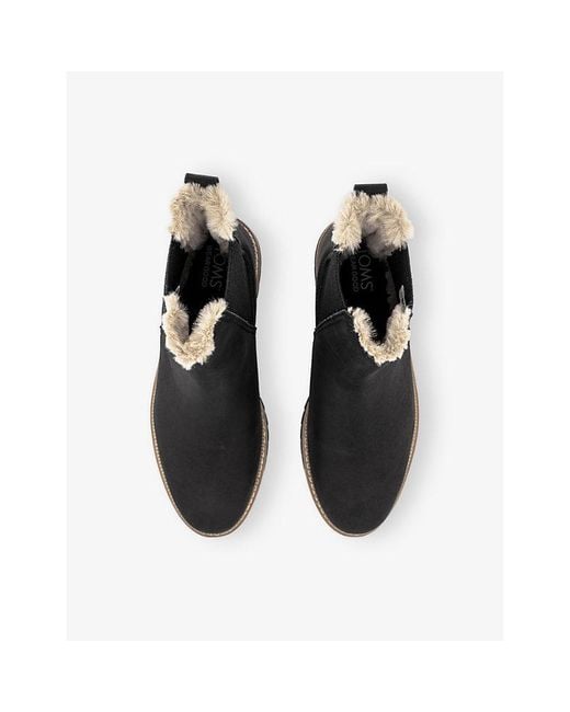 TOMS Black Bennet Lined Suede Ankle Boots