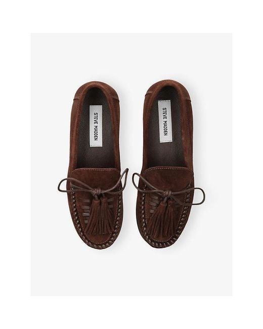 Steve Madden Brown Yaira Tassel Suede Loafers