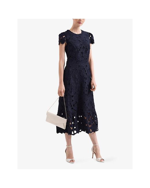 Phase Eight Leilani Lace-Embroidered Woven Midi Dress in Blue | Lyst