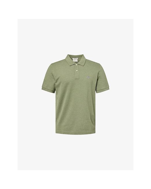Gant Green Shield Embroidered-Logo Cotton-Pique Polo for men