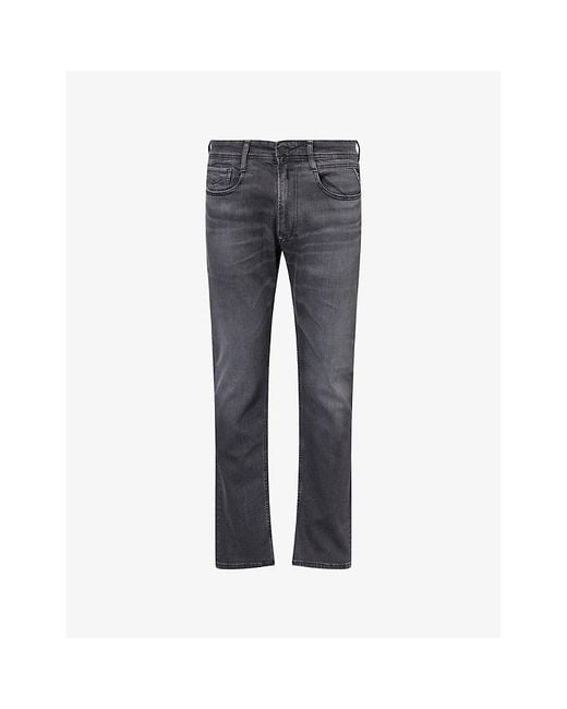 Replay Gray Rocco Comfort-Fit Stretch Denim Jeans for men
