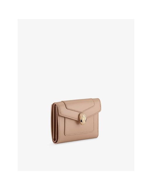 BVLGARI Pink Serpenti Forever Compact Leather Wallet