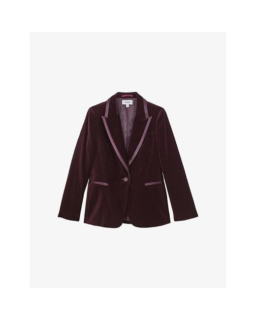 Reiss Purple Elia Peak-Lapel Single-Breasted Blazer