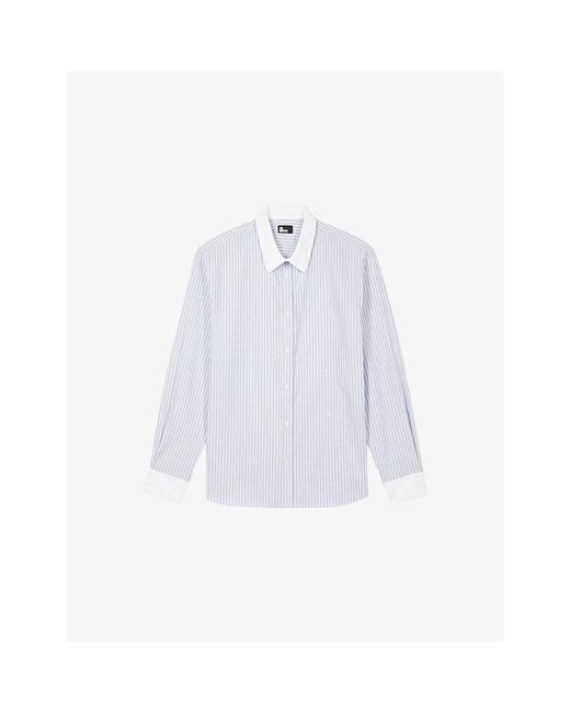 The Kooples White Striped Slim-Fit Cotton Shirt for men