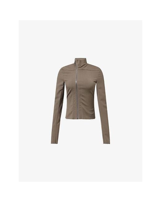 Rick Owens Natural Gary Asymmetrical-Zip Wool-Blend Jacket