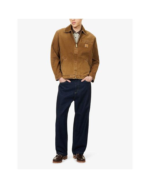 Carhartt Brown Og Detroit Brand-Logo Cotton Jacket for men
