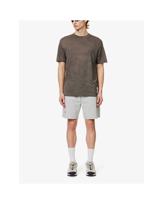 Satisfy Gray Cloudmerinotm Brand-patch Wool-knit T-shirt for men