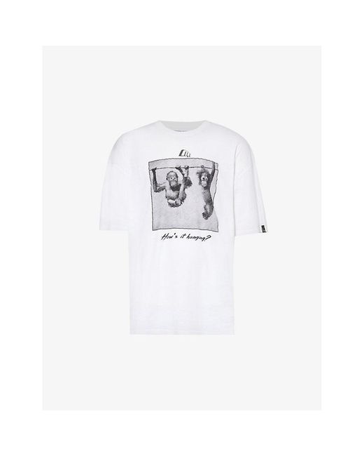 Martine Rose White Graphic-print Ribbed-trim Cotton-jersey T-shirt for men