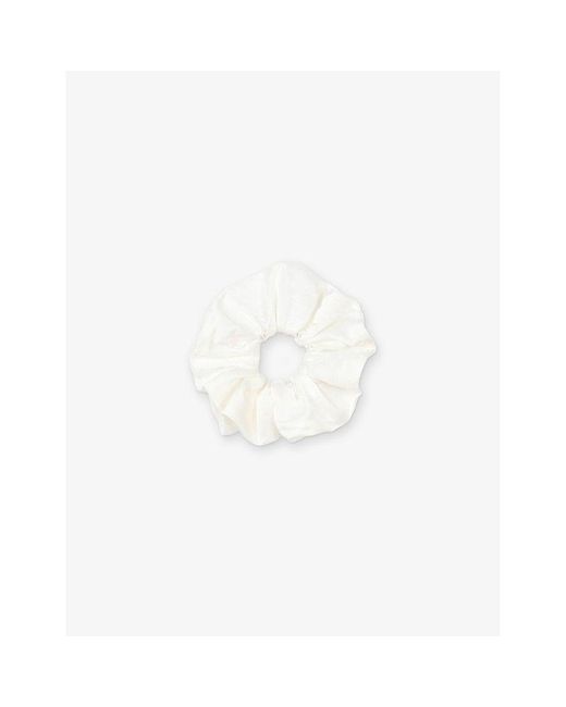 Sandro White Satin-Texture Elasticated Woven Scrunchie