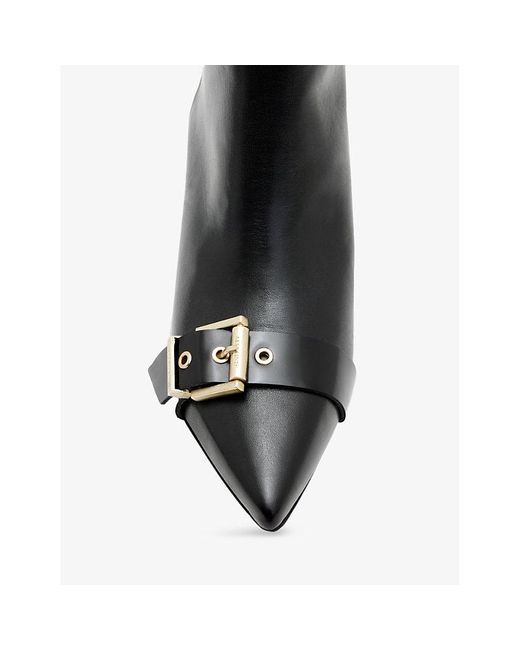 AllSaints Black Rebecca Buckle-embellished Heeled Leather Ankle Boots