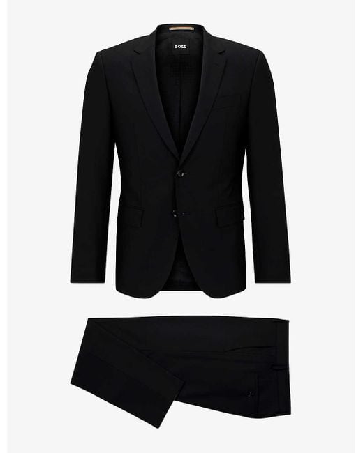 Boss Black Single-breasted Slim-fit Stretch-virgin Wool Suit for men
