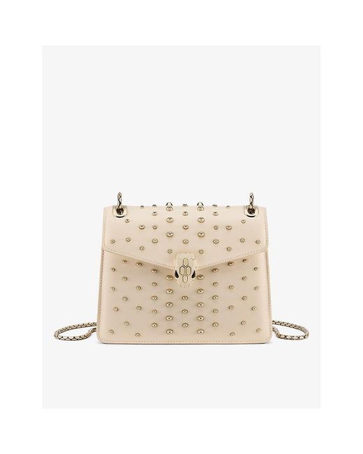 BVLGARI Natural Serpenti Forever Day-to-night Small Stud-embellished Leather Shoulder Bag