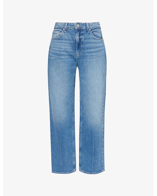 PAIGE Blue Heartthrob Straight-leg High-rise Stretch-denim Jeans