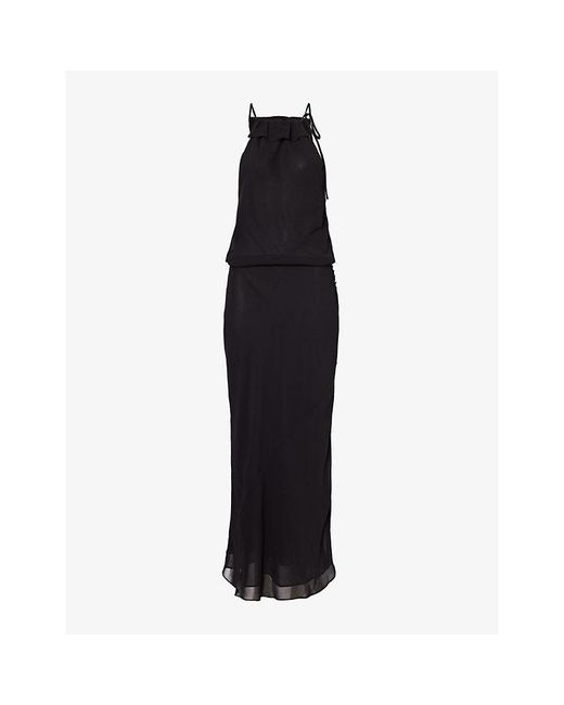 Reformation Black X Camille Rowe Beyla Woven Maxi Dress