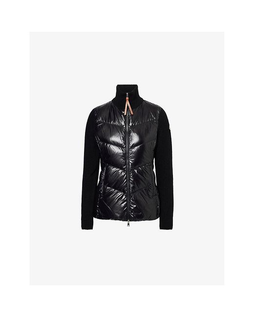 Moncler Black Knitted High-Neck Slim-Fit Shell-Down Jacket