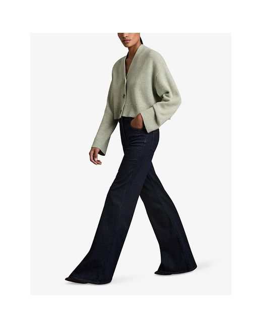 Reiss Green Rixy V-Neck Wool And Cashmere-Blend Cardigan