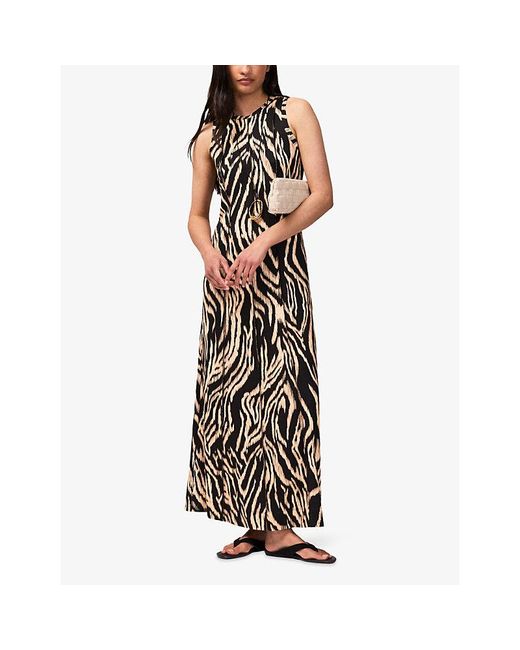 Ro&zo Black Zebra-Print Sleeveless Stretch-Jersey Maxi Dress
