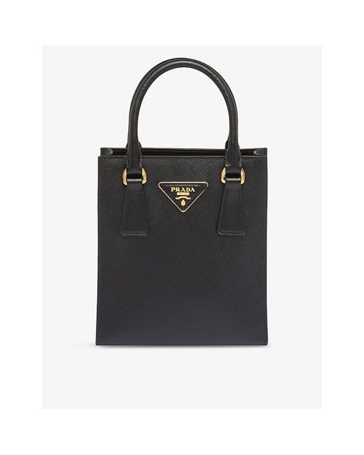 Prada Black Brand-plaque Leather Top-handle Bag