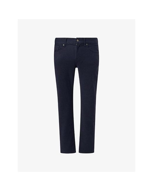 7 For All Mankind Blue Slimmy Tapered-Leg Stretch-Denim Jeans for men